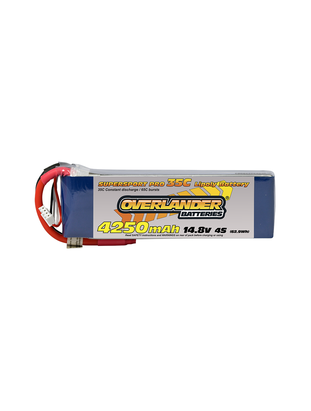 Overlander 4250mAh 14.8v 4S 35C SuperSport LiPo Battery - DEANS Connector