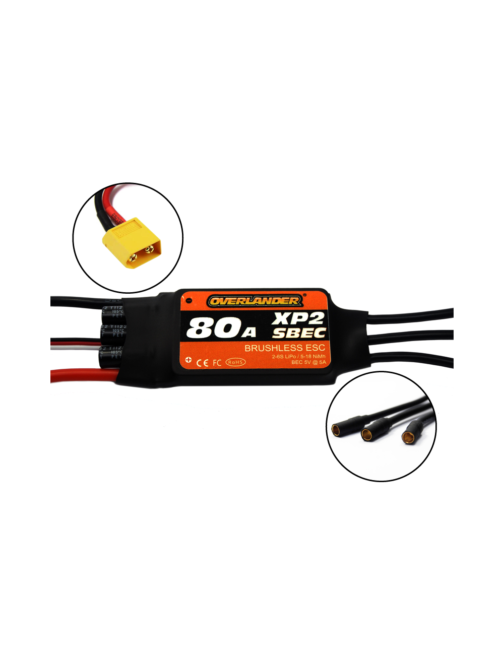 Overlander XP2 80A SBEC BRUSHLESS RTF SPEED CONTROLLER 2773 (XT60)