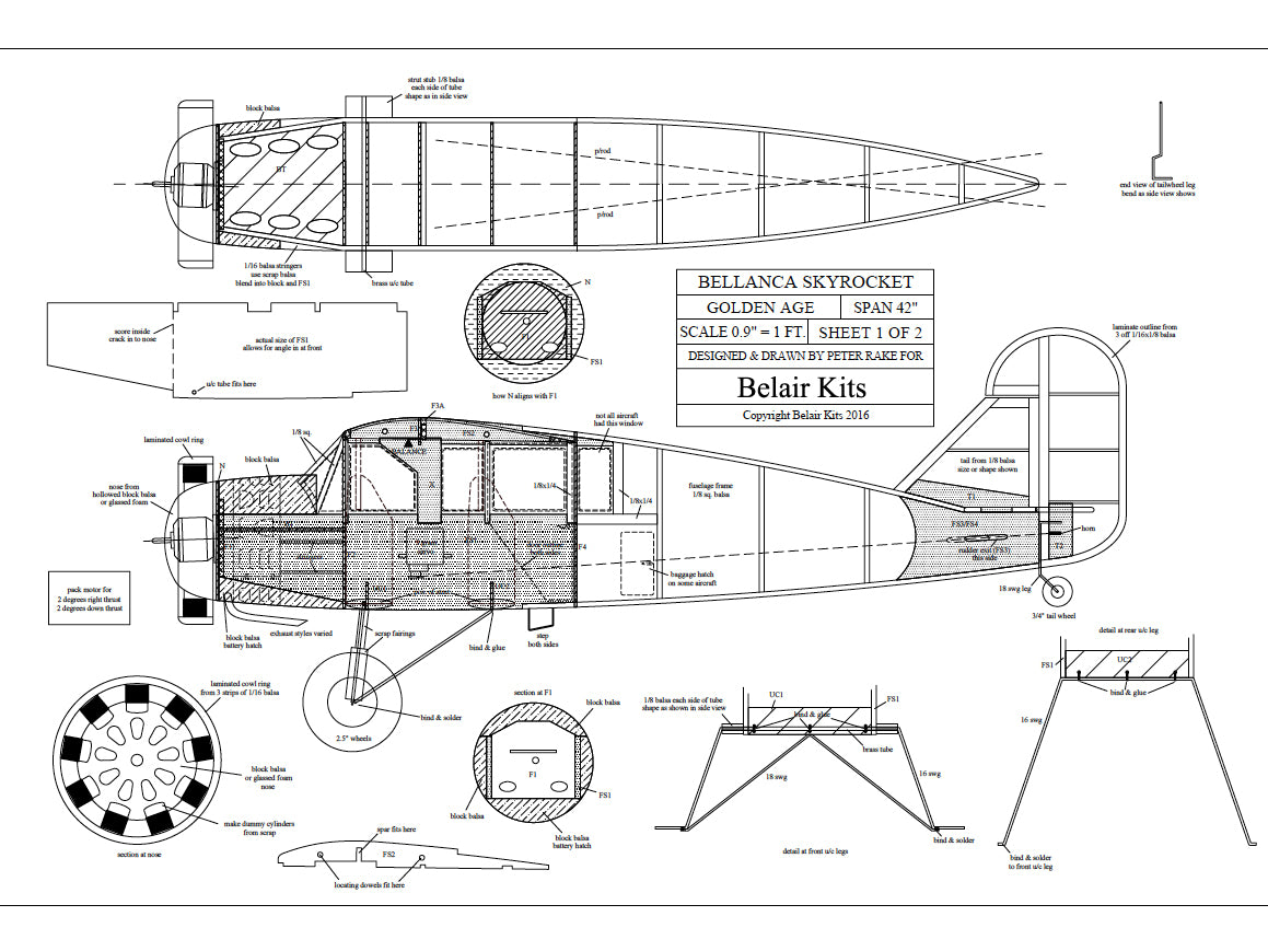 Belair Bellanca Skyrocket - 42" electric scale kit