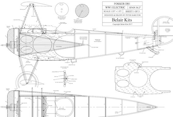 Belair DR-1 Fokker Triplane electric scale kit