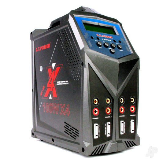 G.T. POWER X4 Charger 4x100W Charger (UK) LiPo LiFe LiHv LiIon NiMH