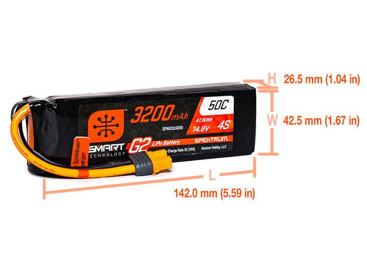 Spektrum 3200mAh 4S 14.8V SMART G2 50C IC3 SPMX324S50