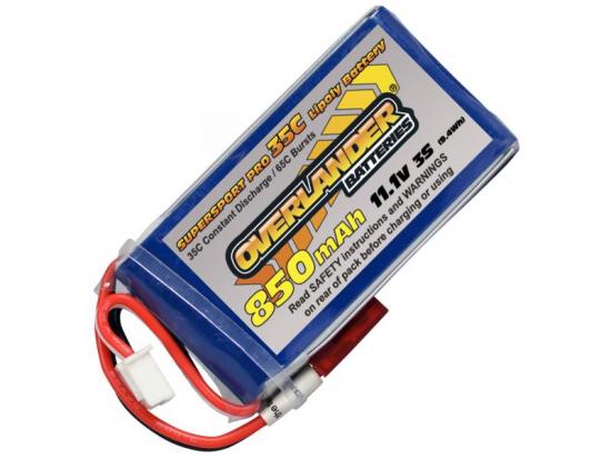Overlander 850MAH 11.1V 3S 35C SUPERSPORT PRO LIPO BATTERY (JST-BEC)