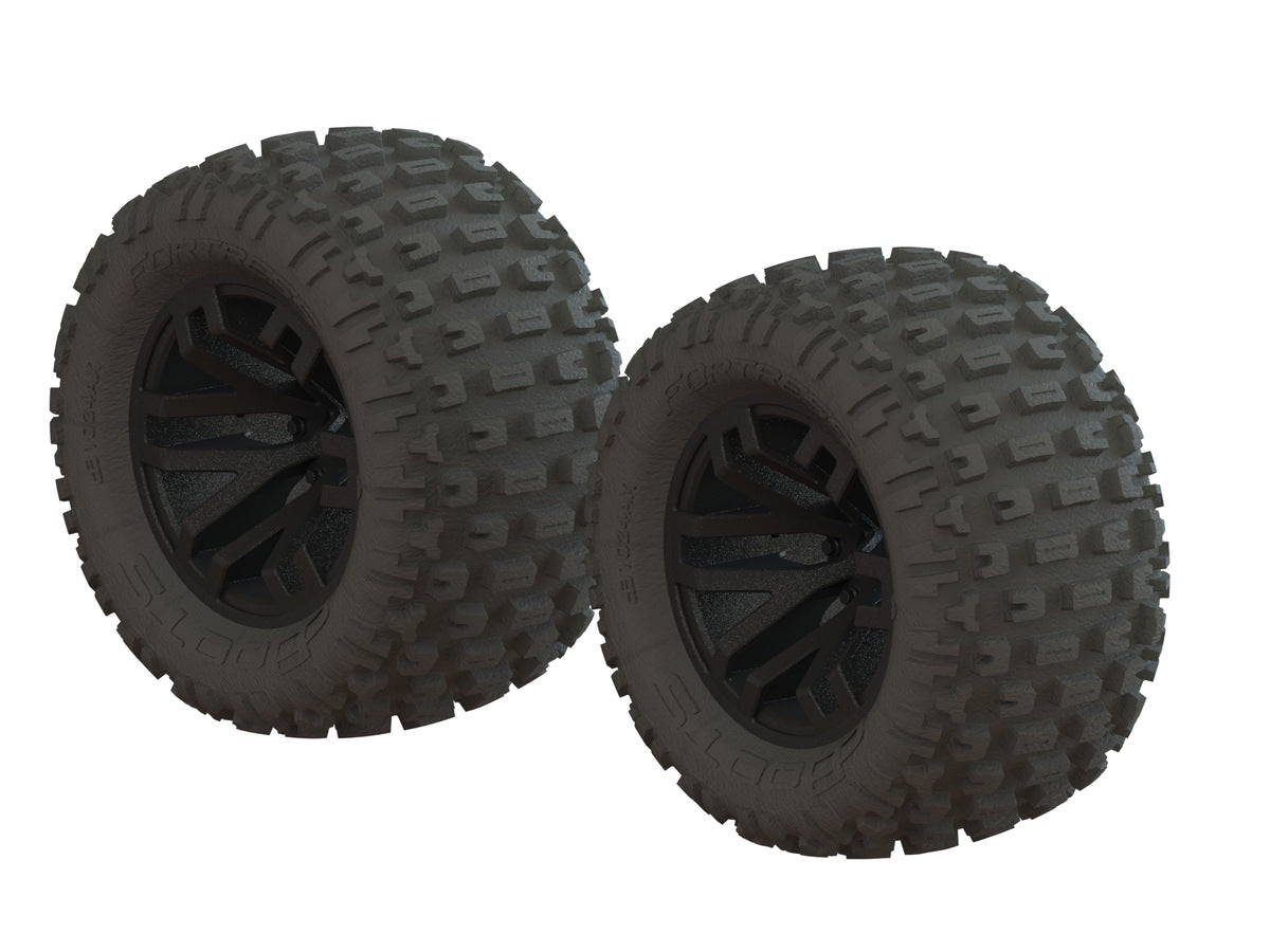 ARRMA dBoots Fortress MT Tire Set Glued Blk (2) AR550044