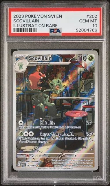2023 POKEMON SVI EN-SCARLET & VIOLET 202 SCOVILLAIN ILLUSTRATION RARE PSA 10 GEM