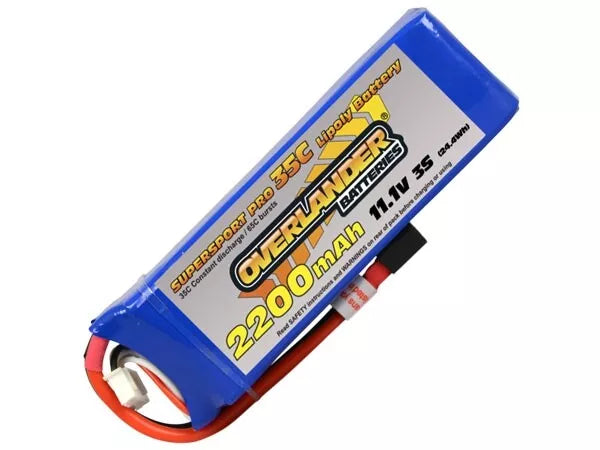 Overlander 2200MAH 11.1V 3S 35C SUPERSPORT PRO LIPO BATTERY (DEANS CONNECTOR)