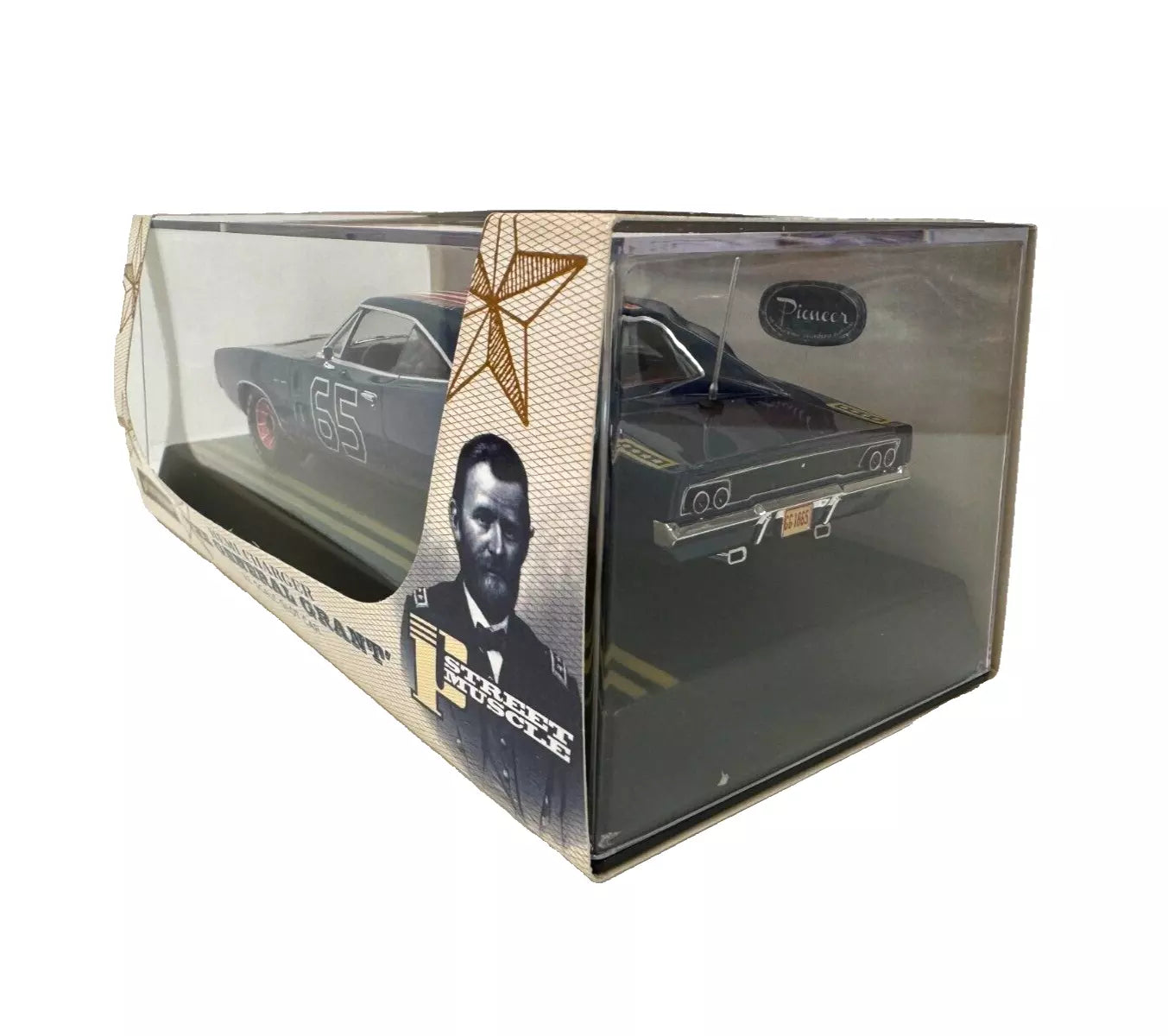 Pioneer Slot Car Dodge Charger General Grant Union Blue L/E Red Rims P096-RR