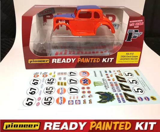 Pioneer Slot Car 1934 Ford Coupe Legends Racer 'Ready Painted' Kit 12 (Orange/Blue)