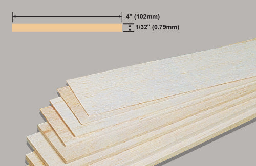 Slec Balsa Sheet 1/32x4x36"/0.79x102x914mm