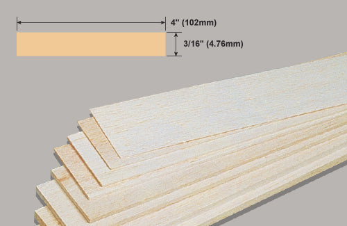 Slec Balsa Sheet 3/16x4x36"/4.76x102x914mm