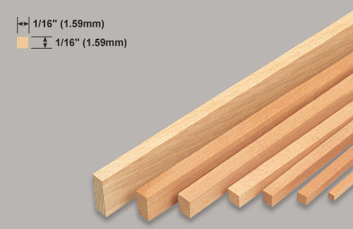 Slec Balsa Strip 1/16" x 1/16" x 36" /1.59x1.59