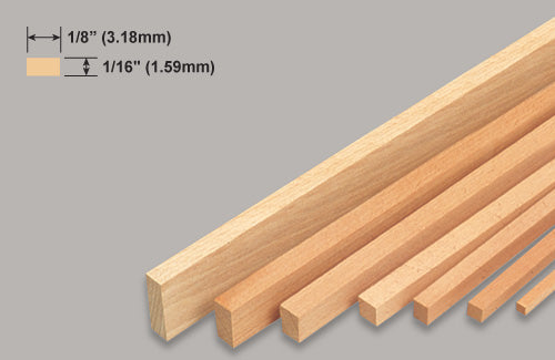 Slec Balsa Strip 1/16" x 1/8" x 36" /1.59x3.18