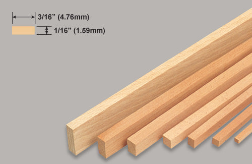 Slec Balsa Strip 1/16" x 3/16" x 36" /1.59x4.76