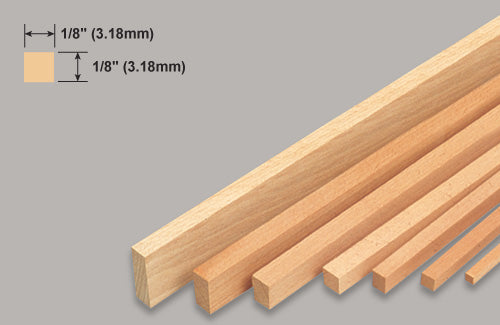 Slec Balsa Strip 1/8" x 1/8" x 36" /3.18x3.18