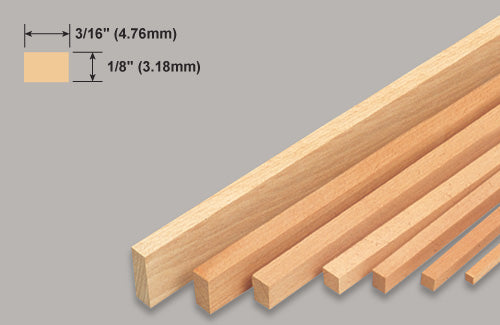 Slec Balsa Strip 1/8" x 3/16" x 36" /3.18x4.76
