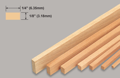 Slec Balsa Strip 1/8" x 1/4" x 36" /3.18x6.35