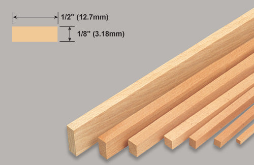 Slec Balsa Strip 1/8" x 1/2" x 36" /3.18x12.7