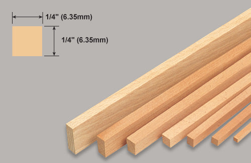 Slec Balsa Strip 1/4" x 1/4" x 36" /6.35x6.35