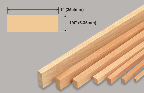 Slec Balsa Strip 1/4" x 1" x 36" /6.35x25.4