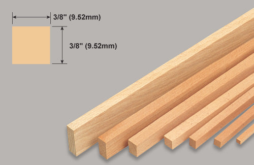 Slec Balsa Strip 3/8" x 3/8" x 36" /9.52x9.52