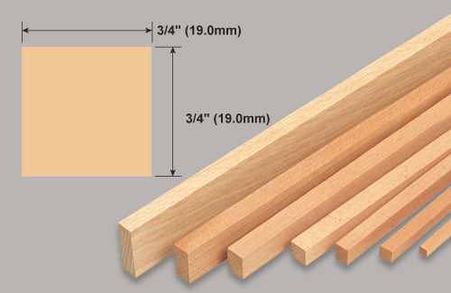 Slec Balsa Strip 3/4" x 3/4" x 36" /19x19