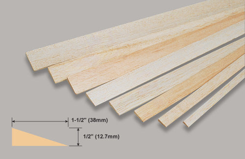 Slec Balsa Trailing Edge 1/2" x 1-1/2" x 36" /12.5 x 38 x 915mm