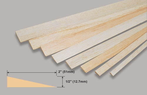 Slec Balsa Trailing Edge 1/2" x 2" x 36" /12.5 x 50 x 915mm
