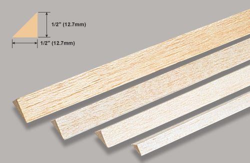 Slec Balsa Triangle 1/2" x 1/2" x 36" /12.7x914