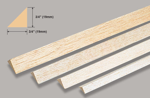 Slec Balsa Triangle 3/4" x 3/4" x 36" /19.0x914