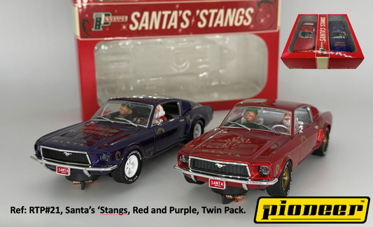 Pioneer Slot Car 68 Mustang Fastback GT RTP21 Racing Twin Pack Christmas Edition