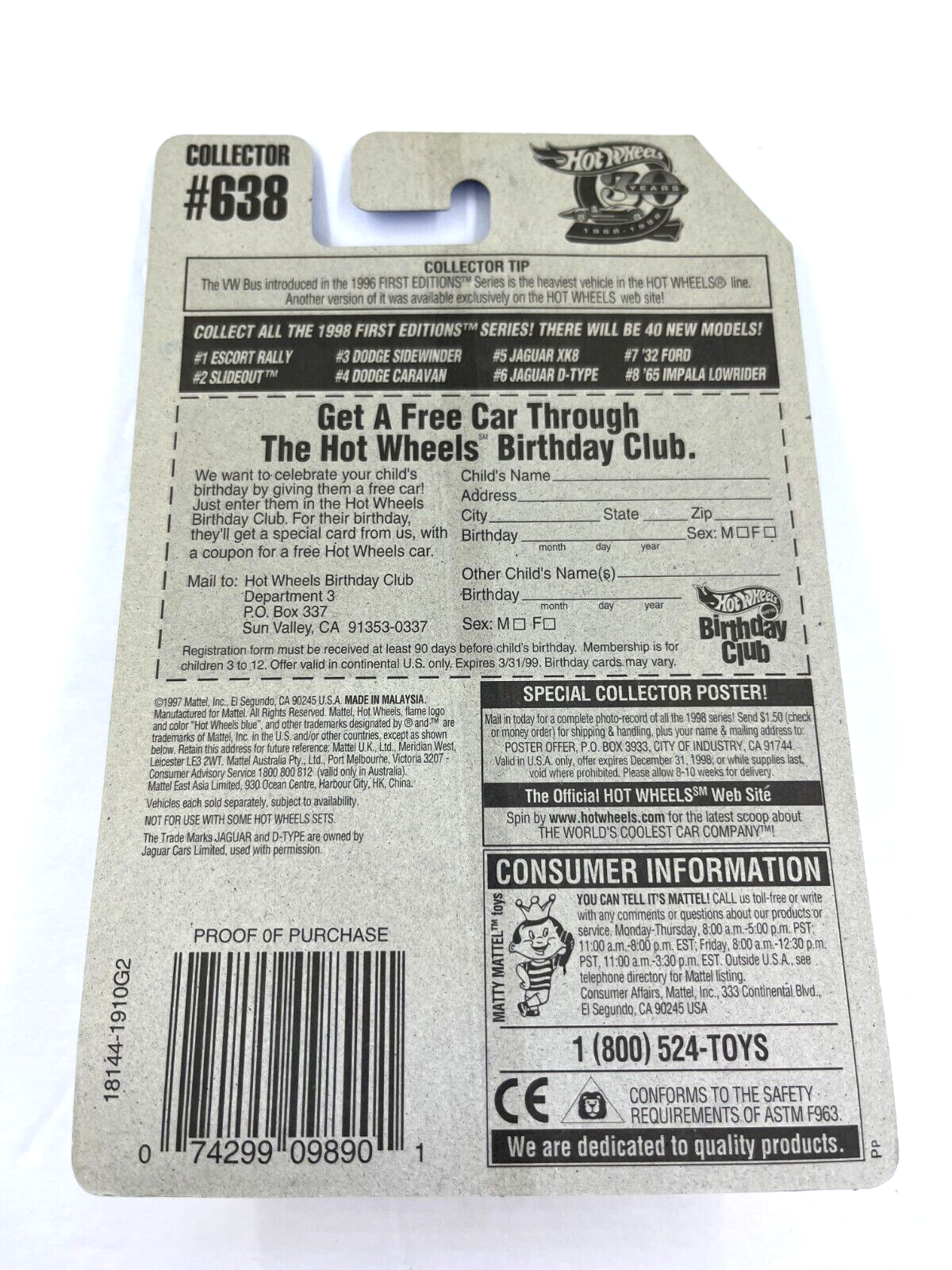 RARE Hot Wheels 1998 FIRST EDITIONS Jaguar D-Type 6/40