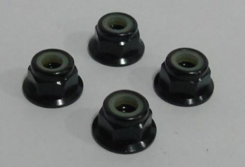 Trickbits Black Aluminium Flanged Nyloc 4mm Wheelnuts 4Pk M4 Nuts TB4515
