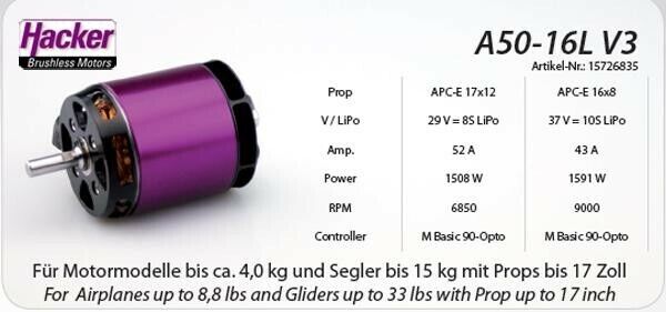 Hacker A50 16L V3 Brushless Motor HAC-A50-16LV3