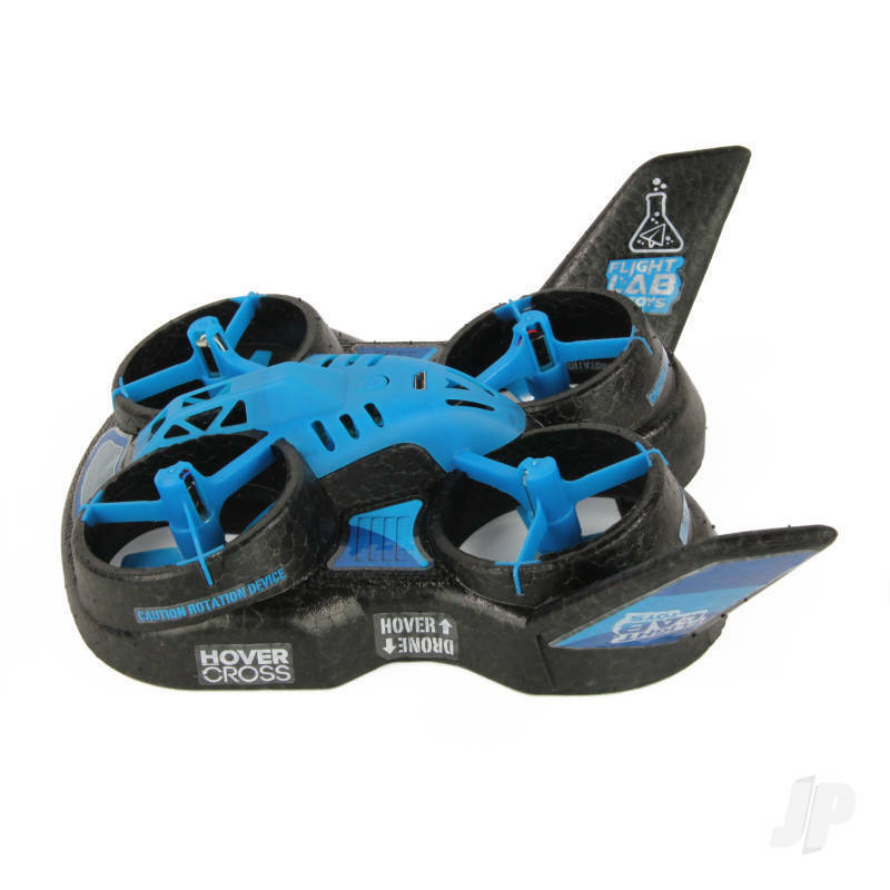 Flight Lab Toys Hover Cross RC Micro RTF Hybrid 2-in-1 Hovercraft and Drone BLUE