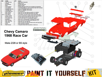 Pioneer Slot Car Kit 2 Chevrolet Camaro Self Assembly Race Car Kit