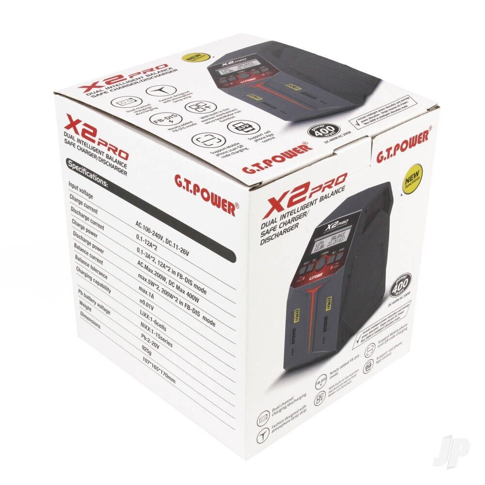 G.T. POWER X2 Pro Charger 2x100W AC/DC 12A Intelligent Charger / Discharger (UK)