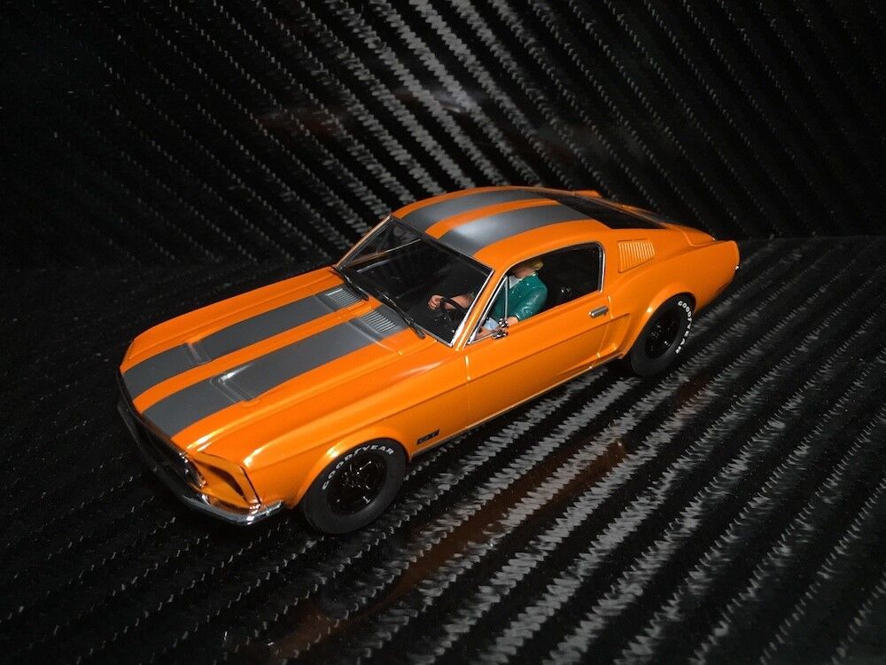 Pioneer Slot Car 1968 Ford Mustang Fastback GT Solar Orange Route 66 P054