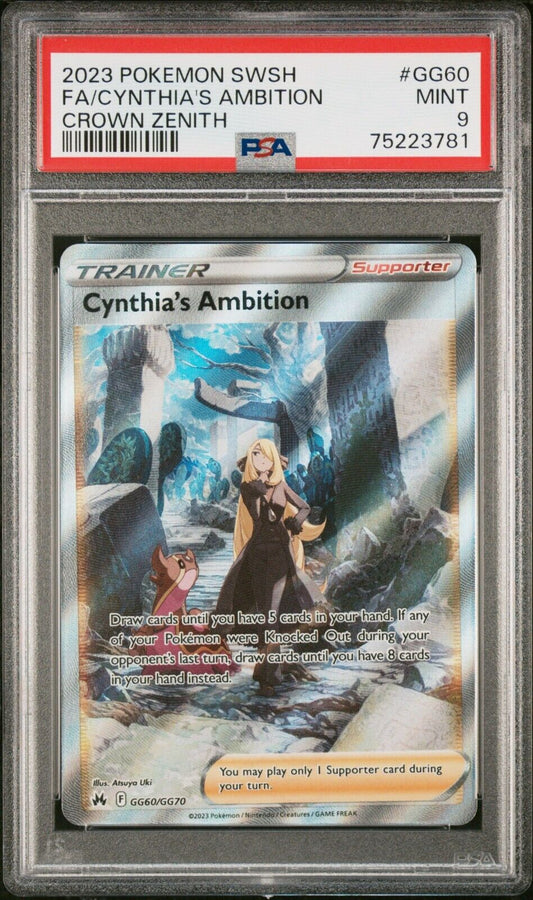 2023 Pokemon Sword and Shield Crown Zenith Cynthia's Ambition GG60 PSA MINT 9