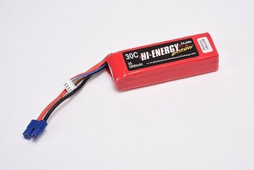 Hi-Energy 3S 11.1V 2200mAh 30C LiPo Battery with EC3