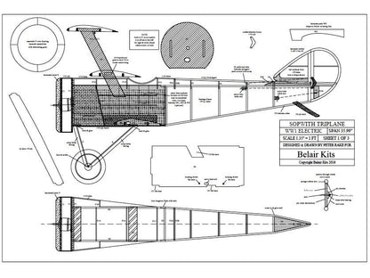 Belair Scale Kits Sopwith Triplane 36" Electric Scale Kit RC Aircraft A-BA020