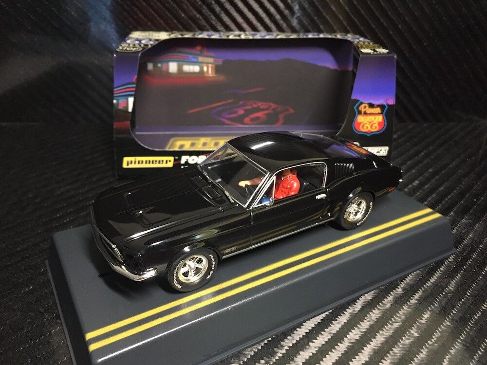 Pioneer Slot Car 1968 Ford Mustang Fastback GT Jet Black Route 66 P056