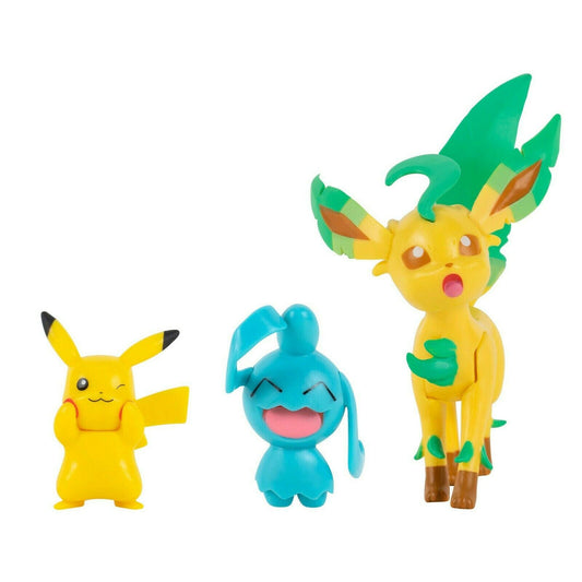 Pokemon Battle Figure Set 3 Pack - Leafeon Pikachu & Wynaut PKW0178 UK STOCK