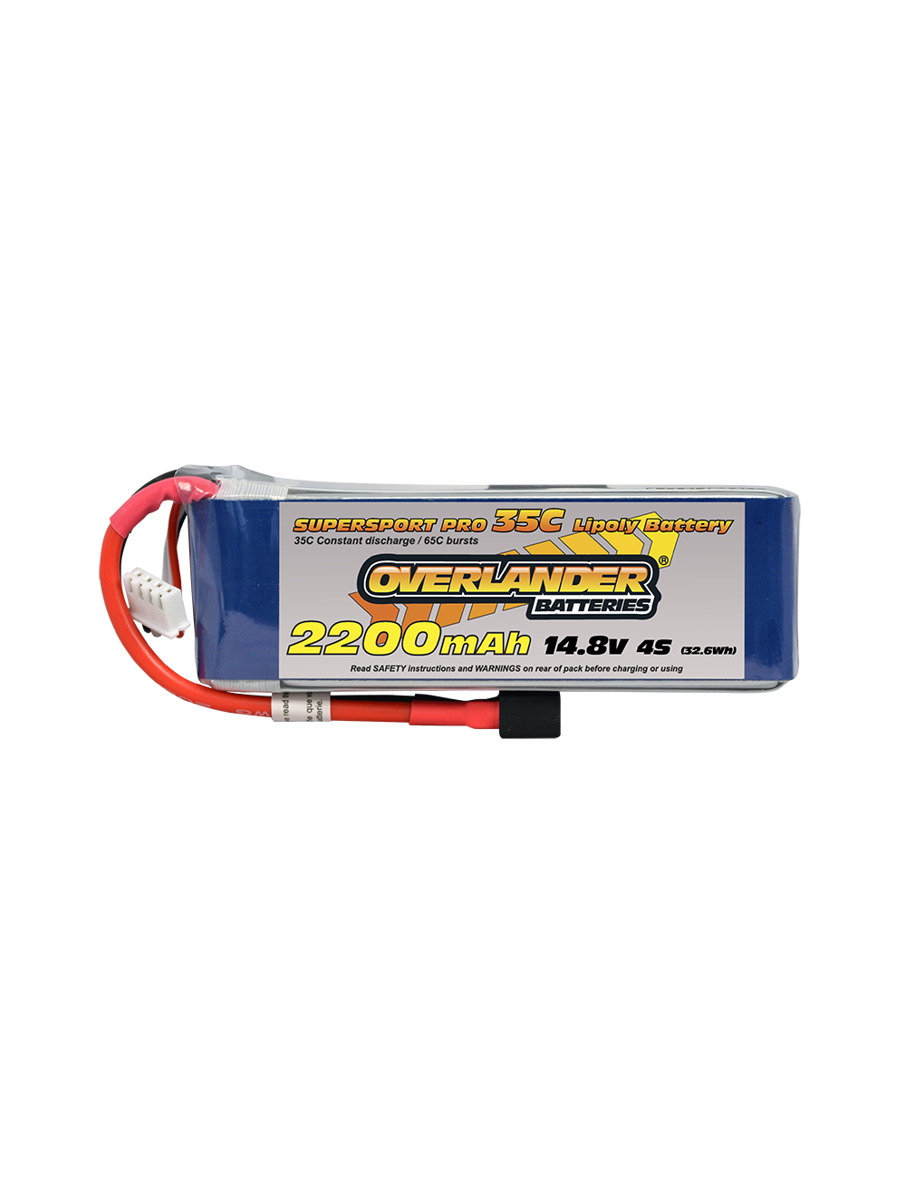 Overlander 2200mAh 14.8v 4S 35C SuperSport LiPo Battery - DEANS Connector