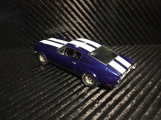 Pioneer Slot Car P055 1968 Ford Mustang Fastback GT Midnight Blue Route 66 RARE