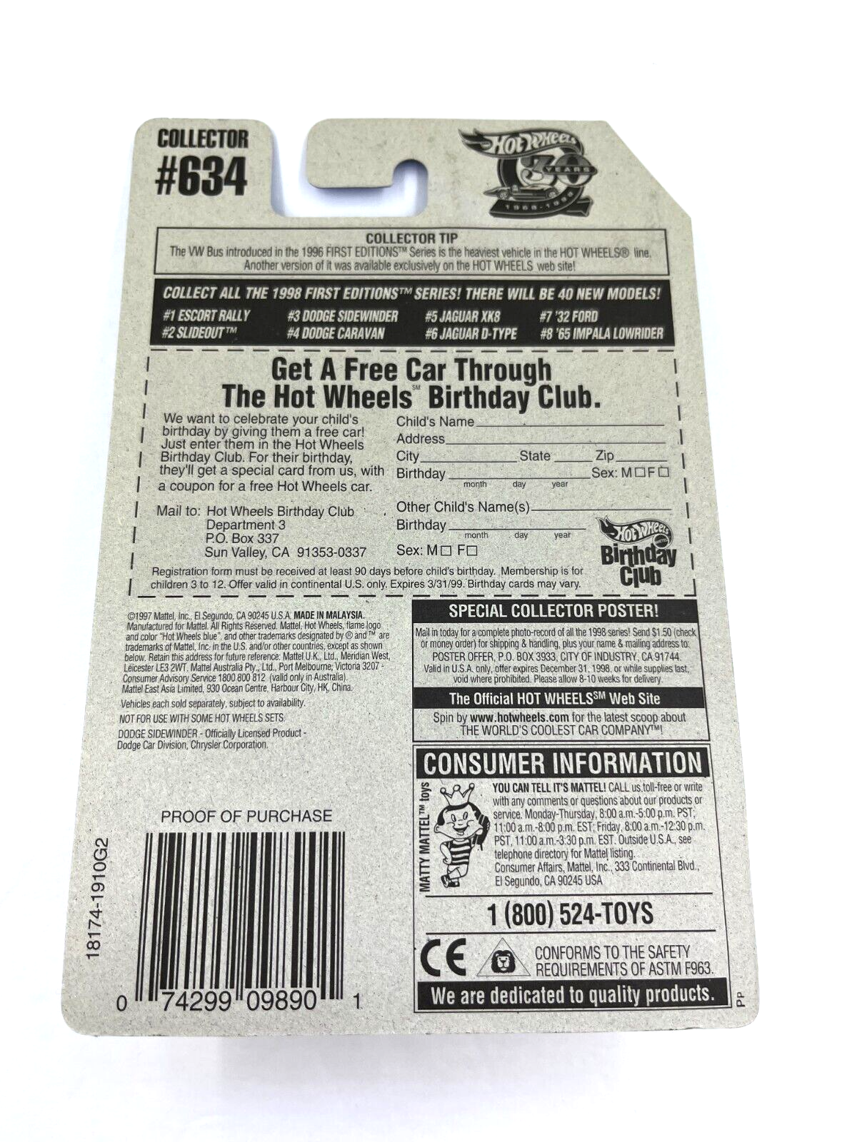 RARE Hot Wheels 1998 FIRST EDITIONS Dodge Sidewinder 3/40