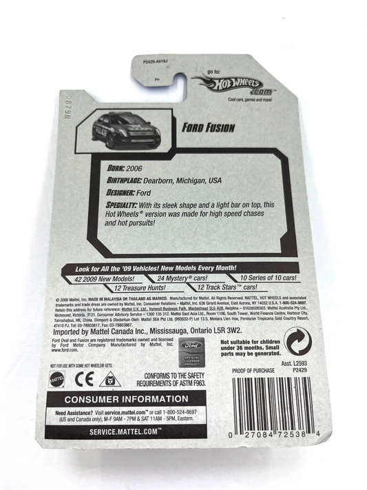 RARE Hot Wheels 2009 Ford Fusion Police Car 03/10 HW City Works