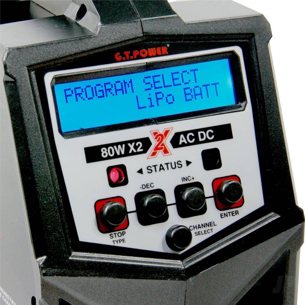 G.T. POWER X2 Charger 2x80W Charger (UK) LiPo LiFe LiHv LiIon NiMH Pb