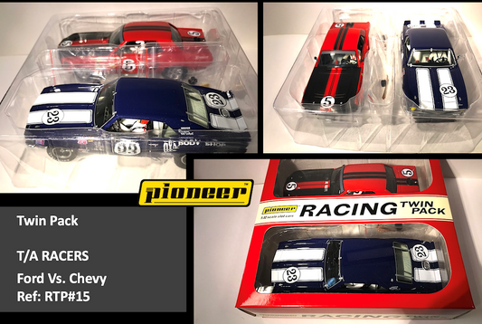 Pioneer Slot Car RTP15 Twin Pack P112 Ford Mustang and P128 Chevrolet Camaro