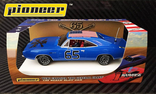 Pioneer Slot Car P094 Dodge Charger Dukes of Hazzard General Grant in Crazy Blue