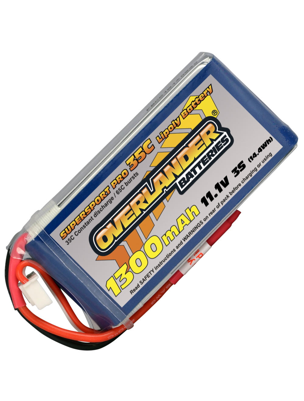 Overlander 1300mAh 11.1v 3S 35C SuperSport LiPo Battery - XT60 Connector